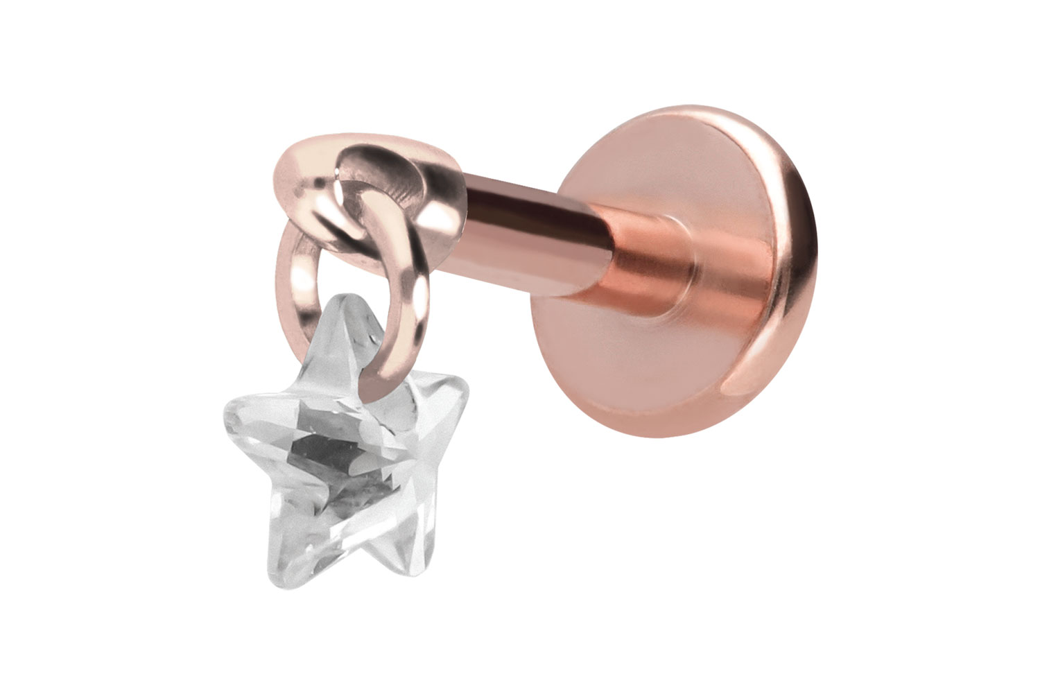 Titan Labret Piercing mit Innengewinde KRISTALLSTERN